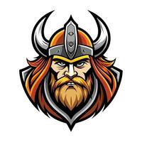 a viking head with horns and beard vector