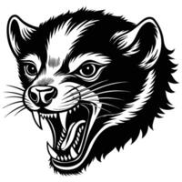 an angry ferret head with its mouth open vector