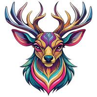 a colorful deer head with horns and antlers vector