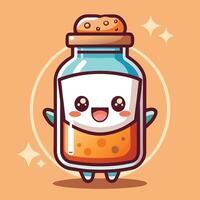 a cartoon character in a jar with a smile vector