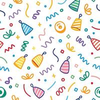 seamless pattern with party hats and streamers vector
