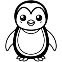 penguin coloring pages for kids vector