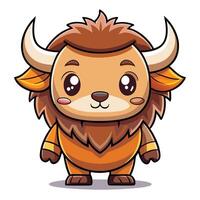 a cartoon illustration of a bull with horns vector