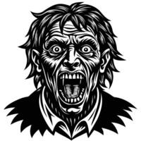 a black and white image of a scary man's face vector