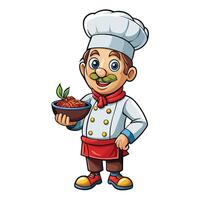 chef holding a bowl of pasta vector