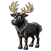 a cartoon deer with horns and antlers vector