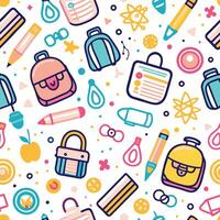 back to school seamless pattern with school supplies vector