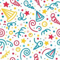 seamless pattern with party hats and confetti vector