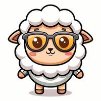 a cartoon sheep wearing glasses and a sweater vector