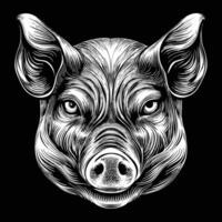 the head of a pig is shown on a black background vector