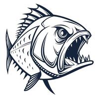 a fish with a big mouth and sharp teeth vector