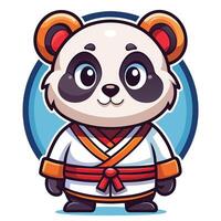 a cartoon panda wearing a karate outfit vector