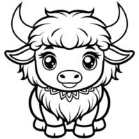 a cartoon cow coloring page vector
