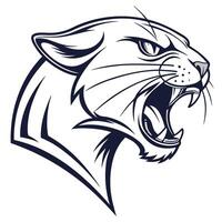 the head of a panther is shown in a black and white design vector