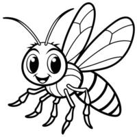 a cartoon bee coloring page vector