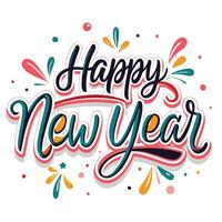 happy new year lettering design vector