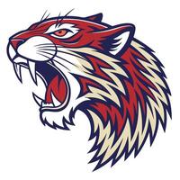the head of a tiger is shown with its mouth open vector