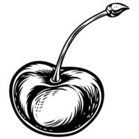 a black and white drawing of a cherry vector