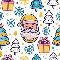 christmas seamless pattern with santa claus and trees vector