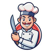 chef chef with knife illustration vector