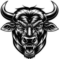 an angry bull head with horns on a white background vector