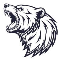 a bear head with its mouth open and its teeth showing vector
