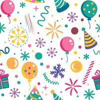 seamless pattern with party items on white background vector
