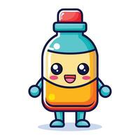 a cartoon bottle of liquid with a face and arms vector