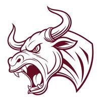 an angry bull head with large horns vector