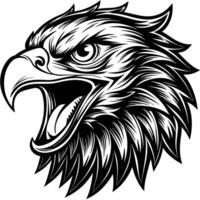 an eagle head with open mouth and open beak vector