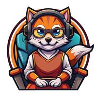 a cartoon fox wearing headphones and glasses vector