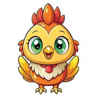 a cartoon chicken with big eyes and a red collar vector