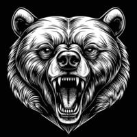 the head of a bear with its mouth open vector
