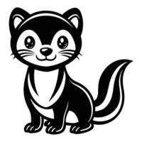 a black and white cartoon skunk sitting on a white background vector