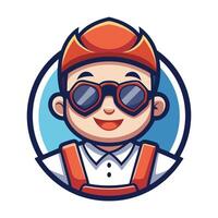 a cartoon character wearing goggles and overalls vector