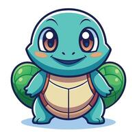 a cartoon turtle with big eyes and a smile vector