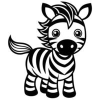 a black and white zebra is standing in front of a white background vector
