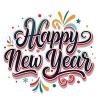 happy new year text with colorful fireworks vector