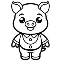 a pig in a suit and tie coloring page vector