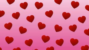 Animated graphics of red heart on gradient pink background. video