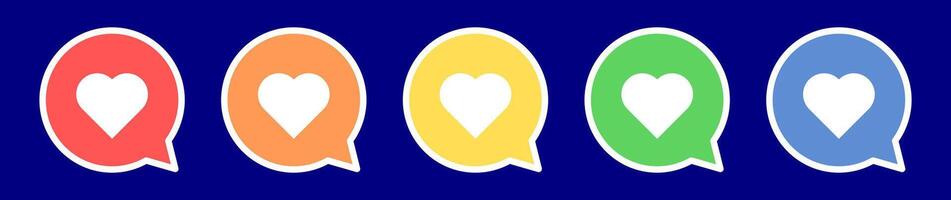 Speech bubble heart icon. Heart icon in various colors. vector