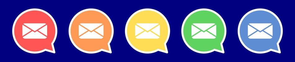 Speech bubble email icon. Email icon in various colors. vector