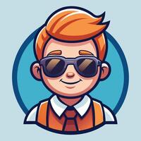 a cartoon character with sunglasses and a tie vector