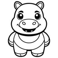 a cartoon hippo with big eyes and a smile vector