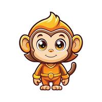 a cartoon monkey in a yellow outfit vector