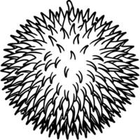 a black and white drawing of a durian fruit vector