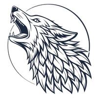 the wolf howling in the moon vector