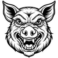 a black and white illustration of a boar head vector