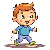 cartoon boy running and smiling vector
