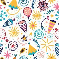 seamless pattern with colorful party items vector